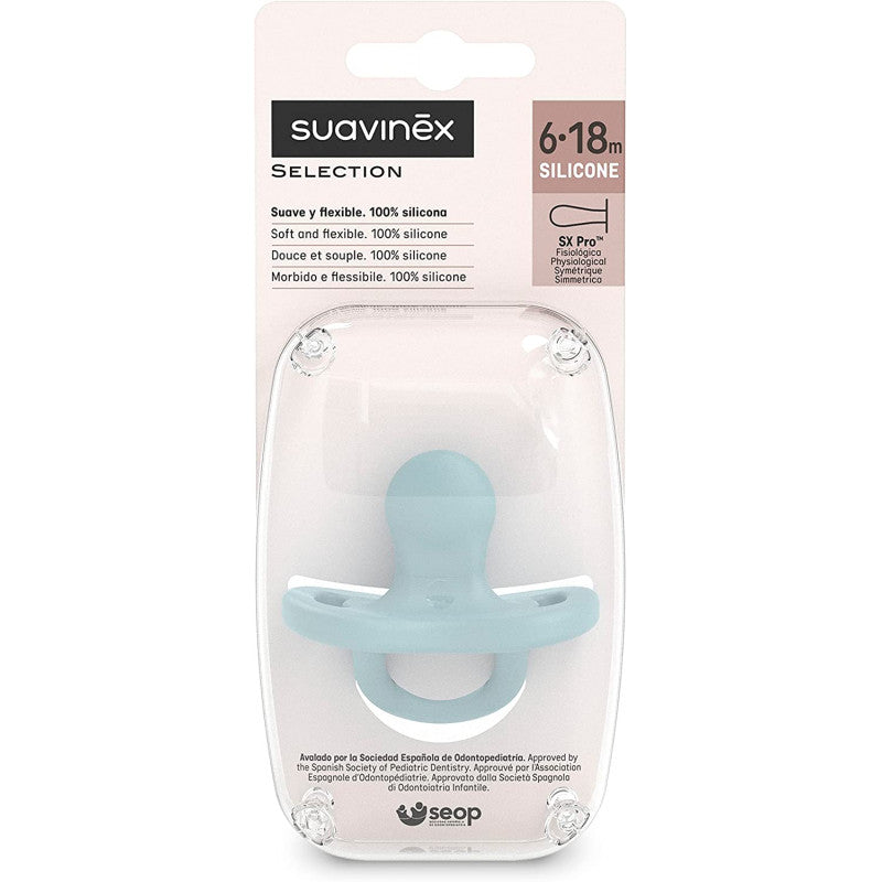 Suavinex - Chupete de Silicona 100% - 6/18 Meses - Aqua