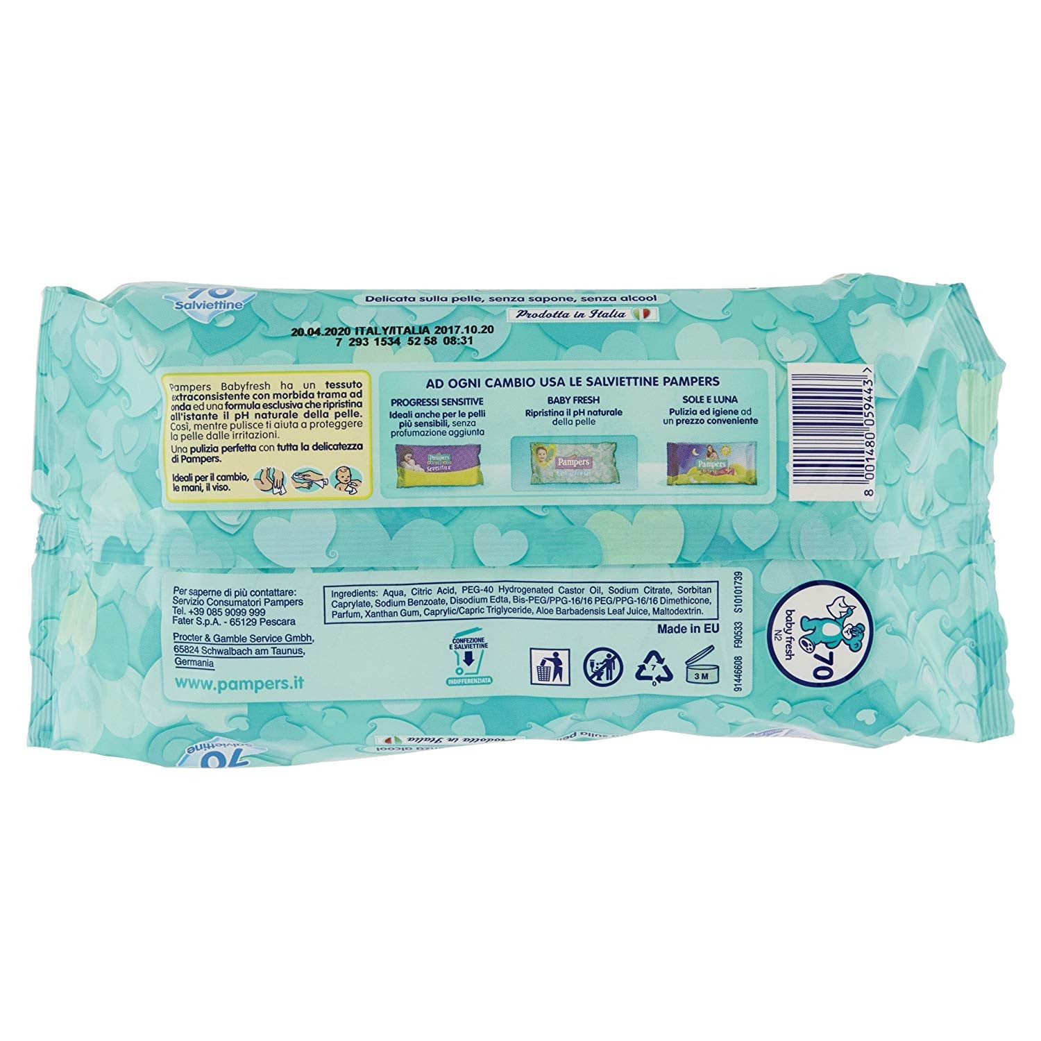12 Paquetes de 70 Unidades 840 Toallitas Pampers Baby Fresh
