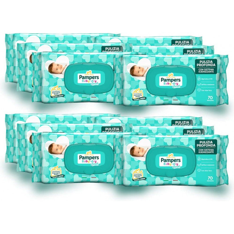 12 Paquetes de 70 Unidades 840 Toallitas Pampers Baby Fresh