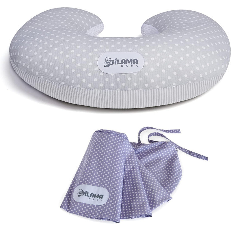 MiniMemo Almohada de Lactancia Completa con 2 Fundas de Almohada
