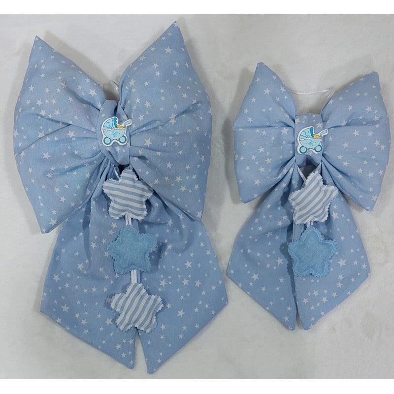 Set de lazos de nacimiento artesanal Estrellas azul