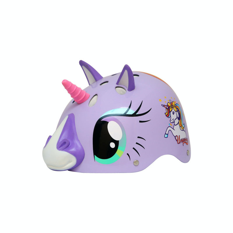 Casco para niños 3D unicornio mágico morado