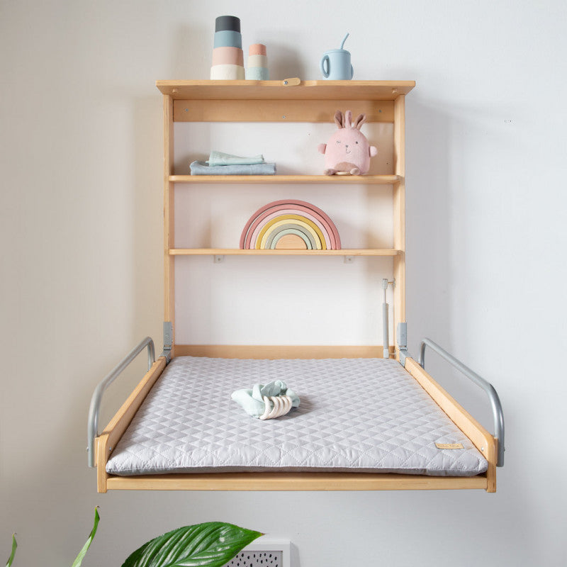 Wall-mounted changing table with roba Style Natural mattress