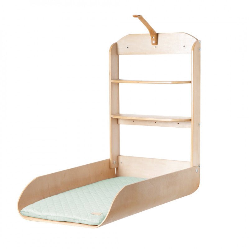Cambiador de pared con 2 estantes - Verde escarchado natural