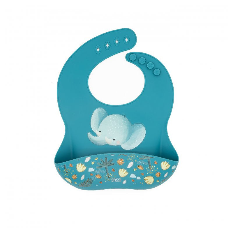 Babero de silicona con bolsillo Elefante Chewy