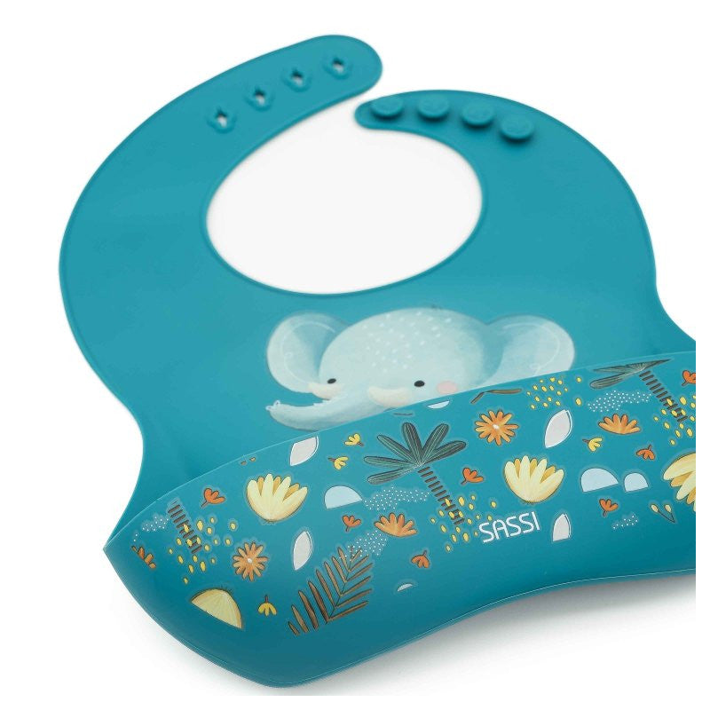 Babero de silicona con bolsillo Elefante Chewy