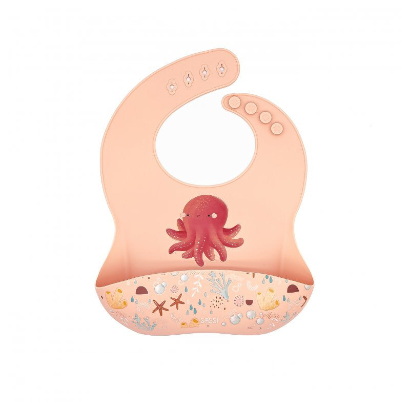 Silicone Bib with Pocket Slurpy Octopus