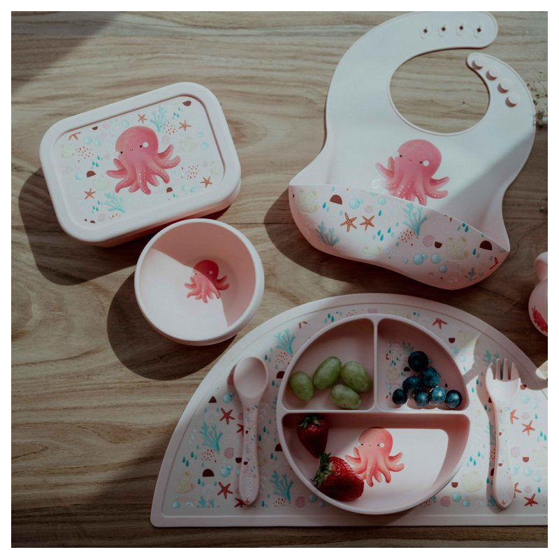 Silicone Bib with Pocket Slurpy Octopus