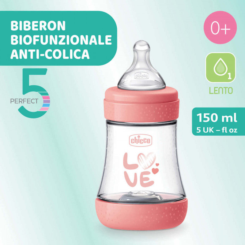 Biberón Chicco Perfect 5 - 150 ml - Rosa Love