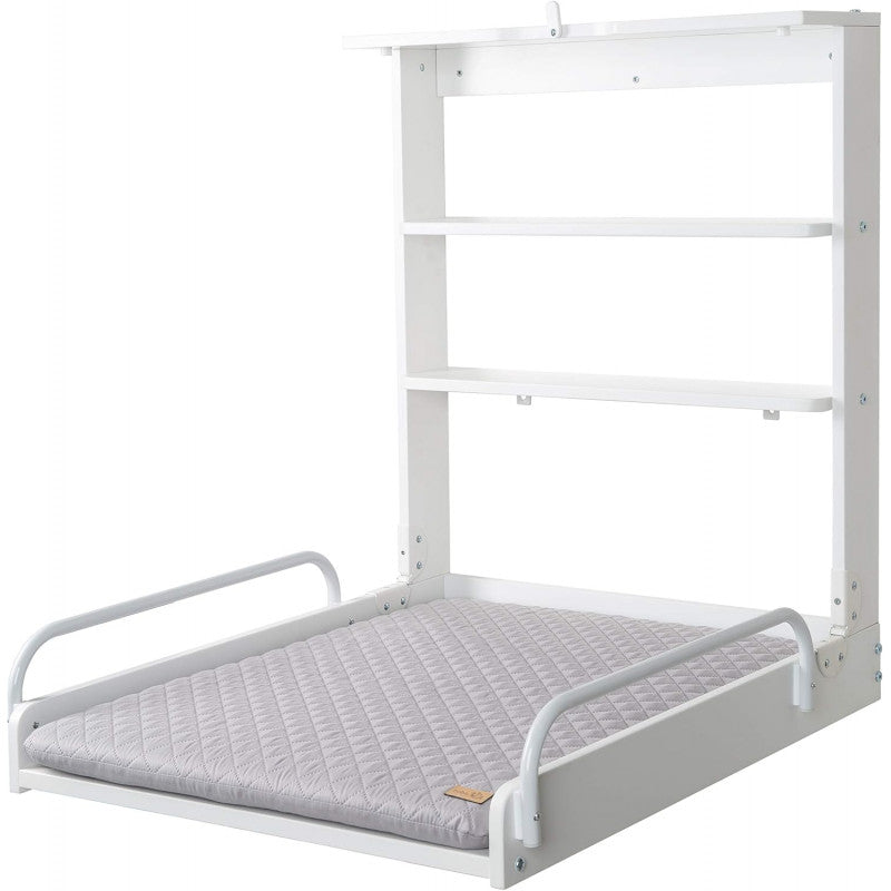 Wall-mounted changing table with white roba Style changing mat