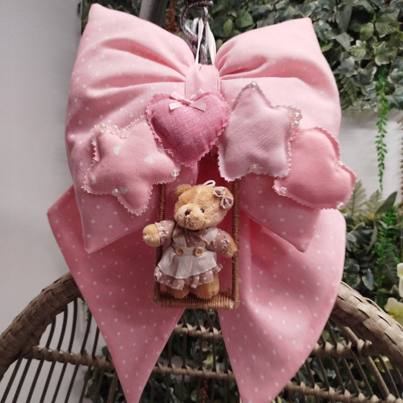 Handmade Pink Teddy Birth Bows