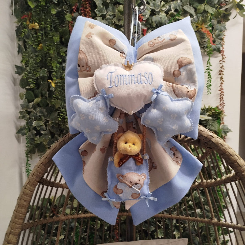 Handmade Personalized Blue Birth Bows