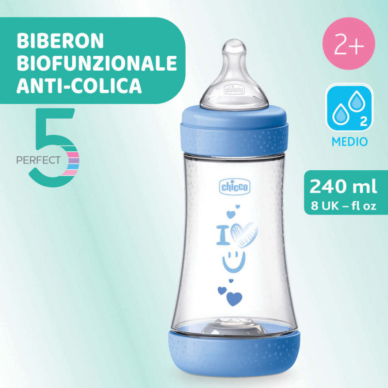 Biberón Chicco Perfect 5 - 240 ml - Celeste