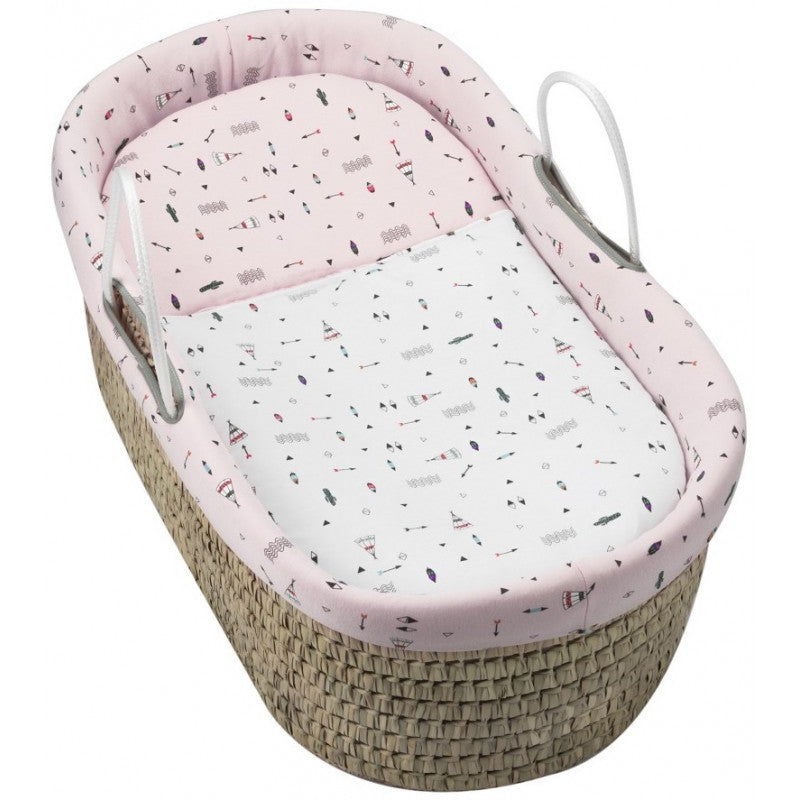 Cesta de mimbre para bebé - Rosa