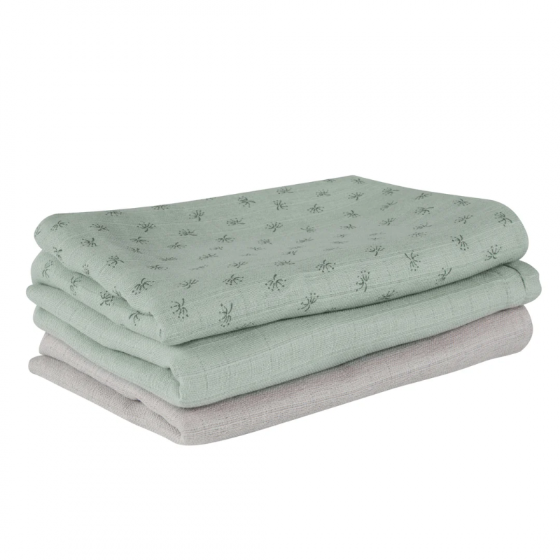 Set de muselinas en algodón orgánico 80x80 Verde