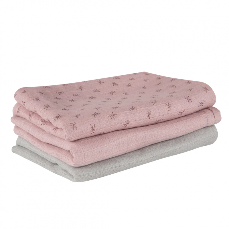 Set de muselinas en algodón orgánico 80x80 Rosa