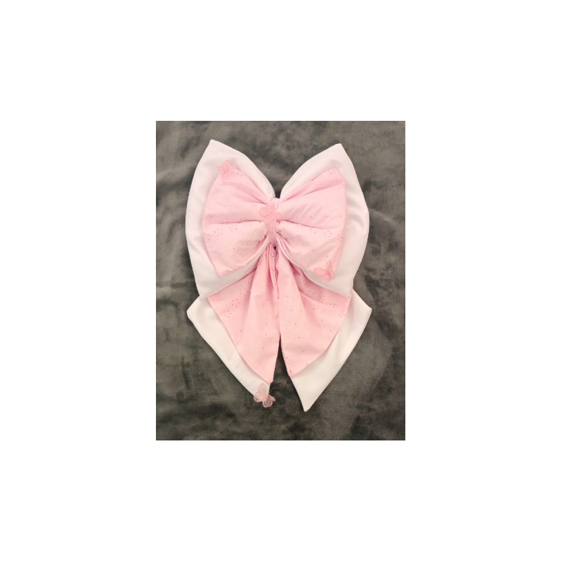 Pink Birth Bow In Sangallo Lace