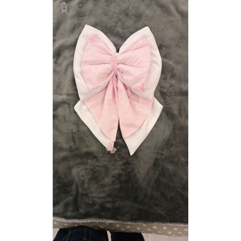 Pink Birth Bow In Sangallo Lace