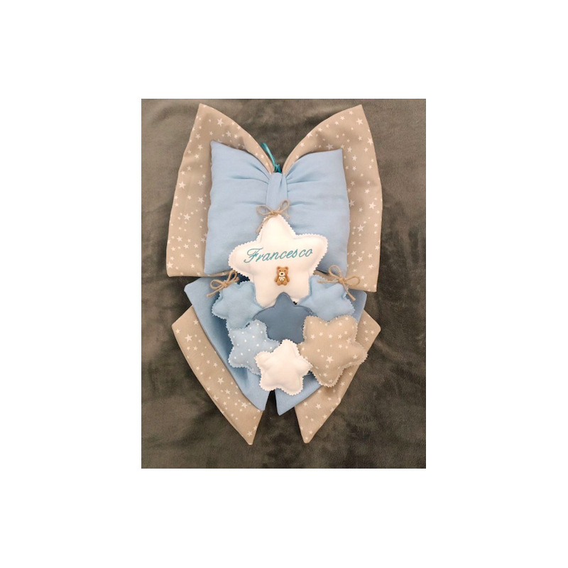 Personalized Blue Birth Bow