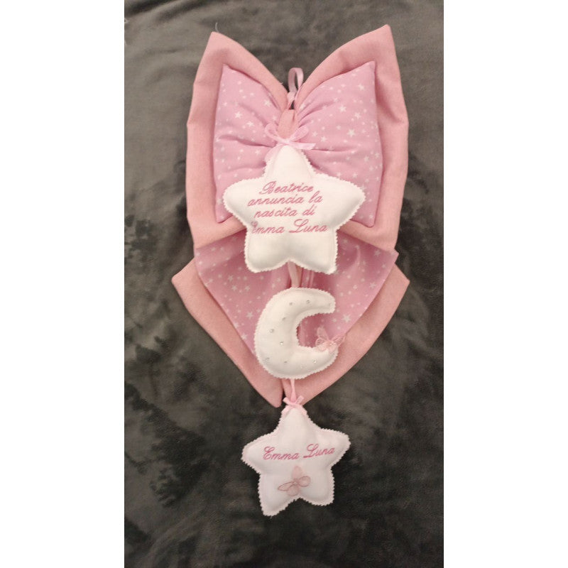 Personalized Pink Birth Bow