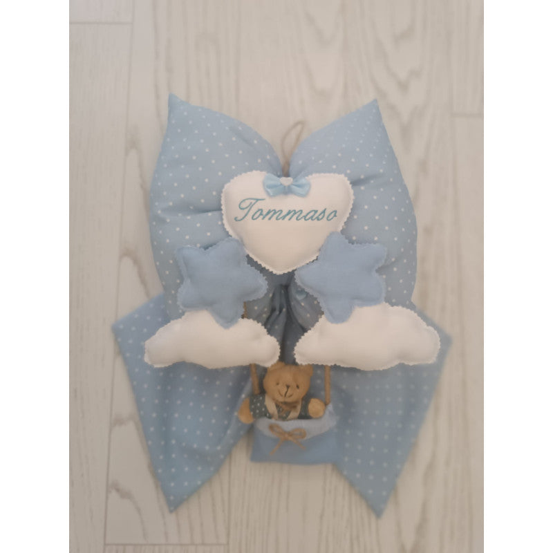 Light Blue Bear Cloud Plush Birth Bow