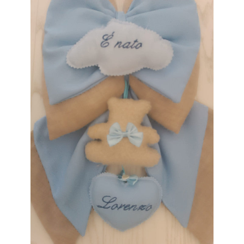 Blue Plush Birth Bow