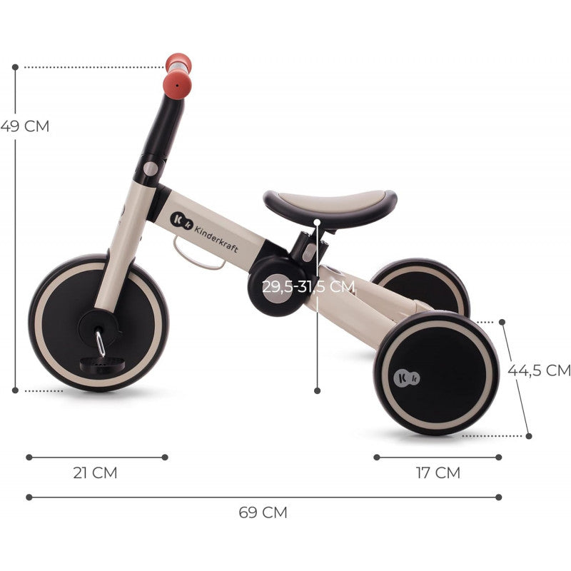 Kinderkraft Triciclo 3en1 4TRIKE, Mini bici,