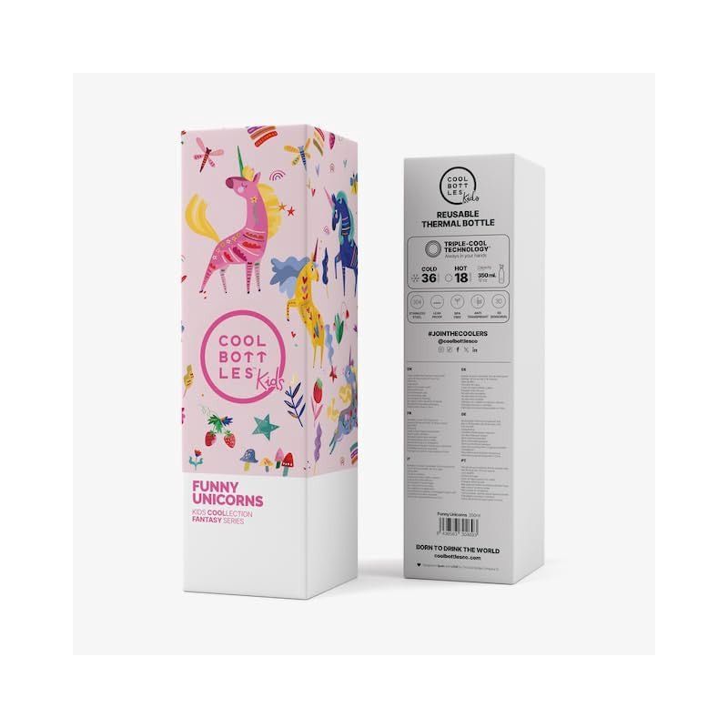 Botella de acero inoxidable para niños 350 ml Unicornios divertidos