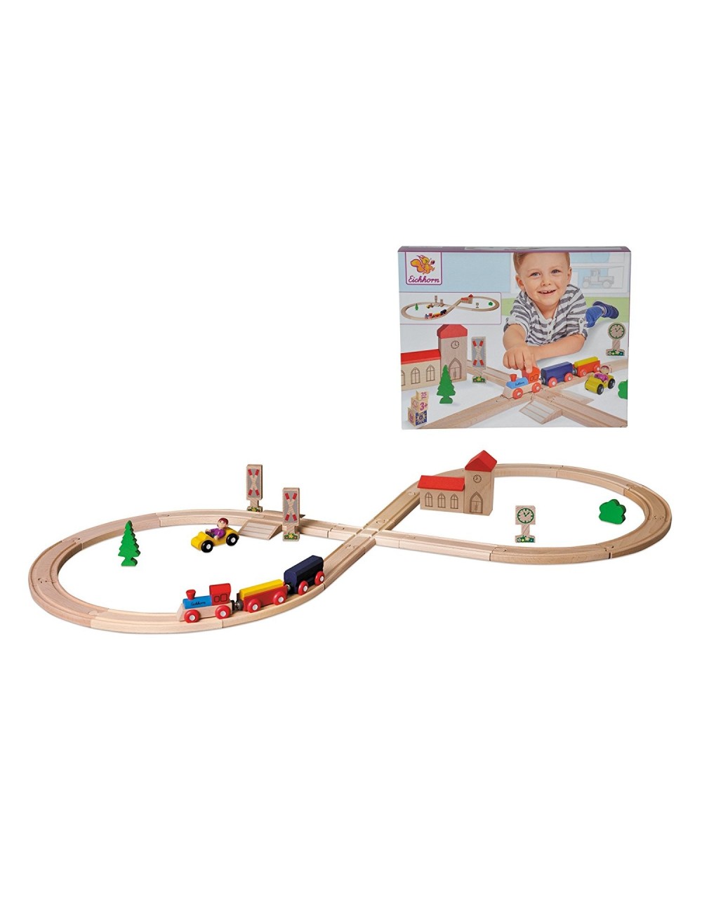 Pista de tren de madera 290 cm