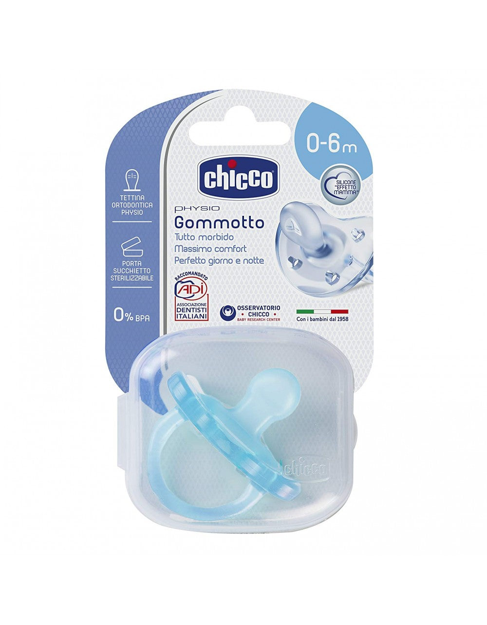 Chupete anatómico de silicona 16-36m azul