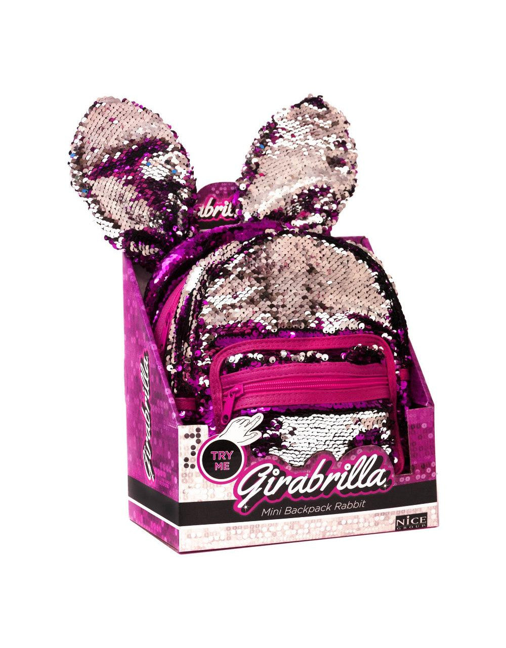 Mochila conejito Girabrilla rosa/plata