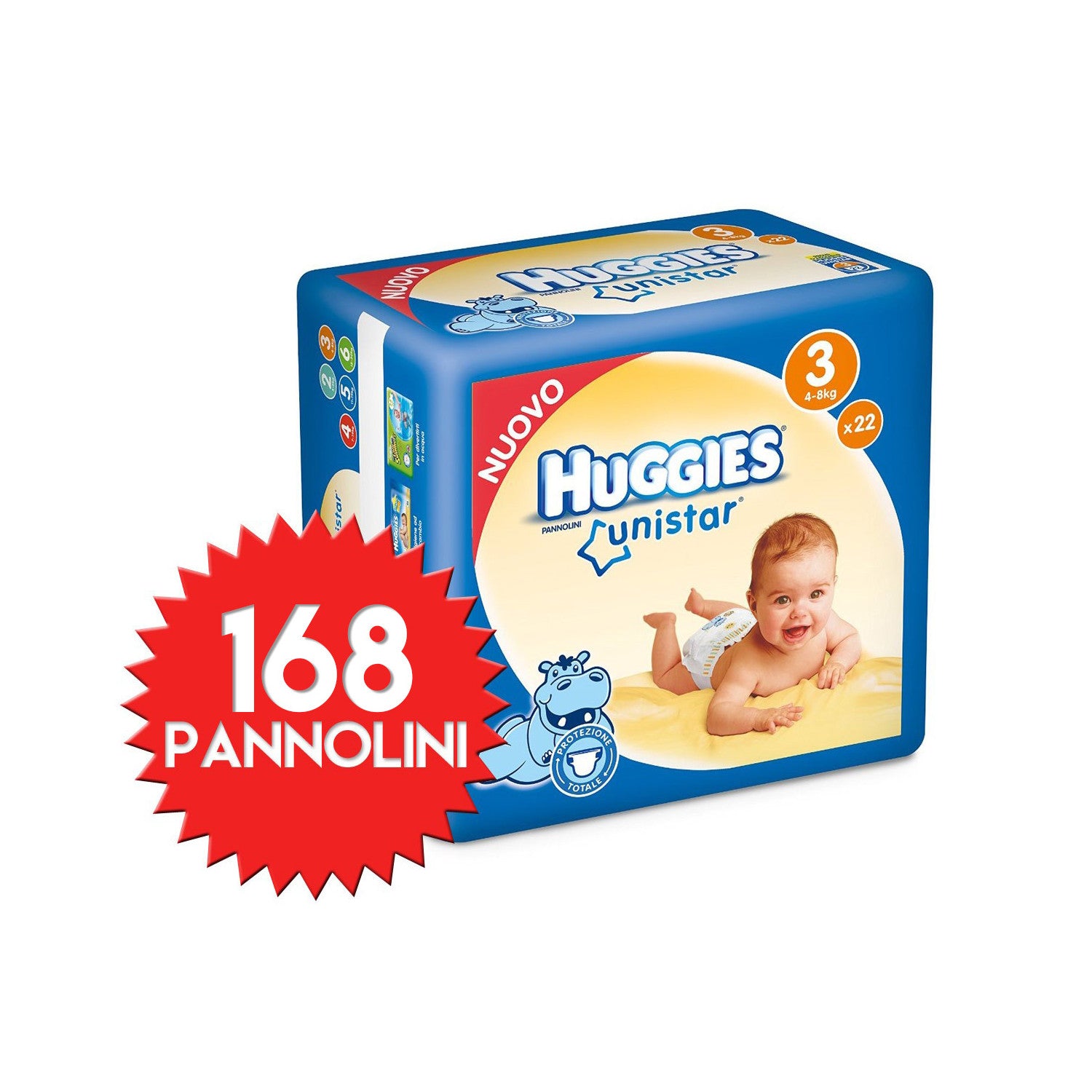 Pañales Huggies Unistar Talla 3 - 168 unidades