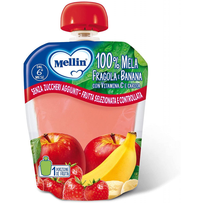 Merienda 100% Fruta Mellin - Fresa y Plátano