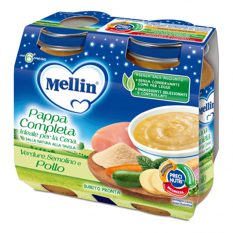 Papilla Completa Mellin - Verduras, Sémola y Pollo