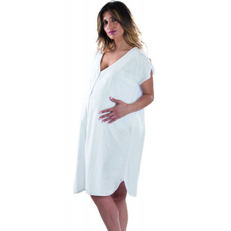 Camisón Blanco Manga Corta Abierto Delantero