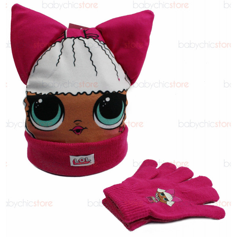 Set Gorro con Orejas y Guantes LOL - Rosa
