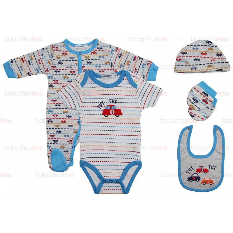 Conjunto Completo Body y Pijama Car - 1 Mes