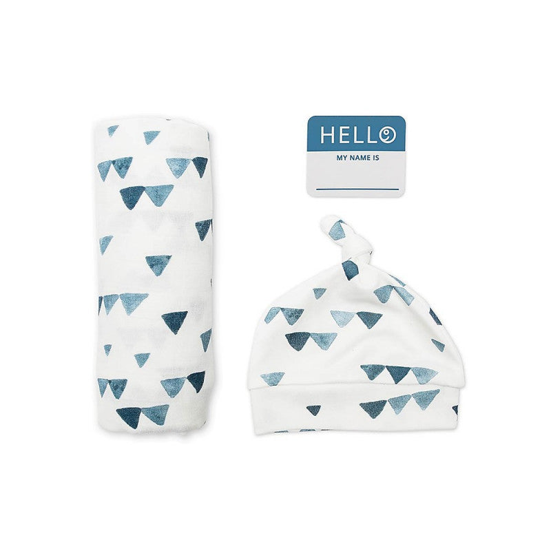 Set Hello World Lulujo Baby Triángulos Azules