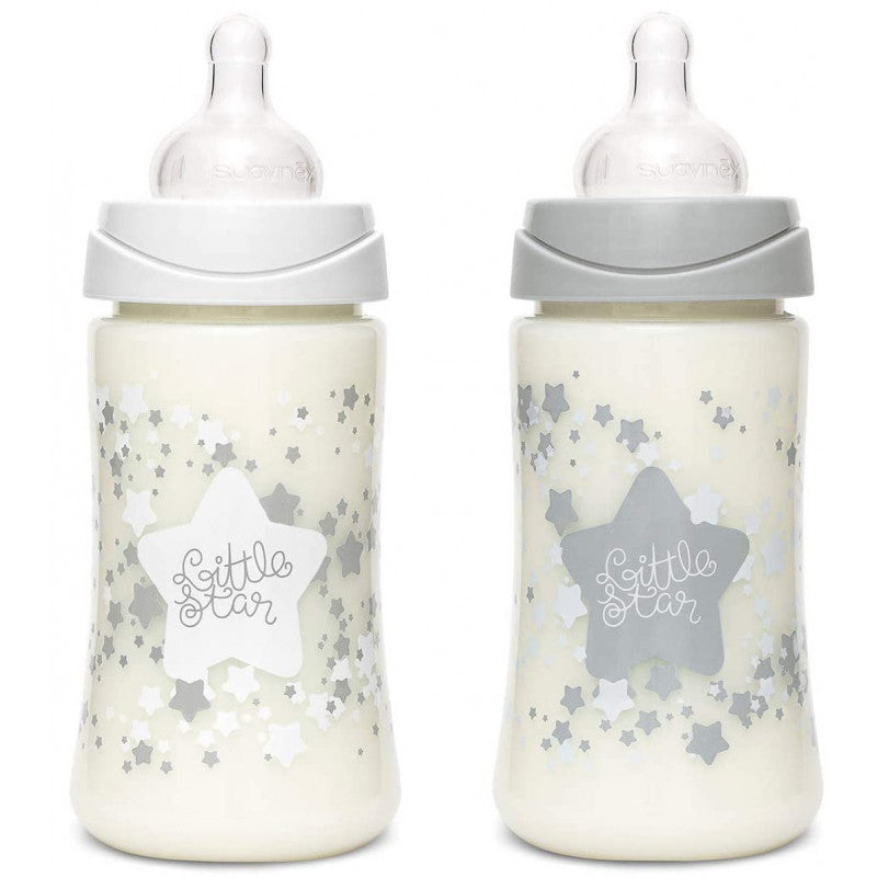 Set 4 Biberones + Chupete Suavinex Little Star - Blanco