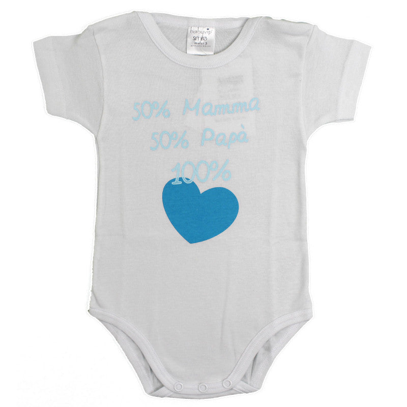 Body de Bebé de Manga Corta - 50% Mamá y 50% Papá - 6 Meses