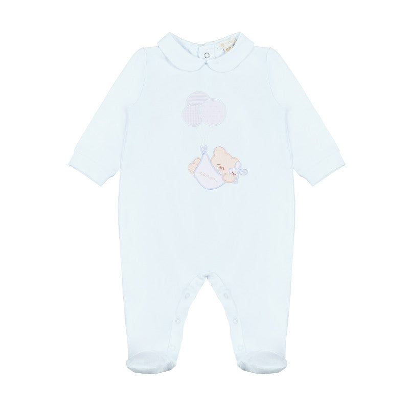 Nanan Blue Jumpsuit with Bear and Balloons - 6 Months