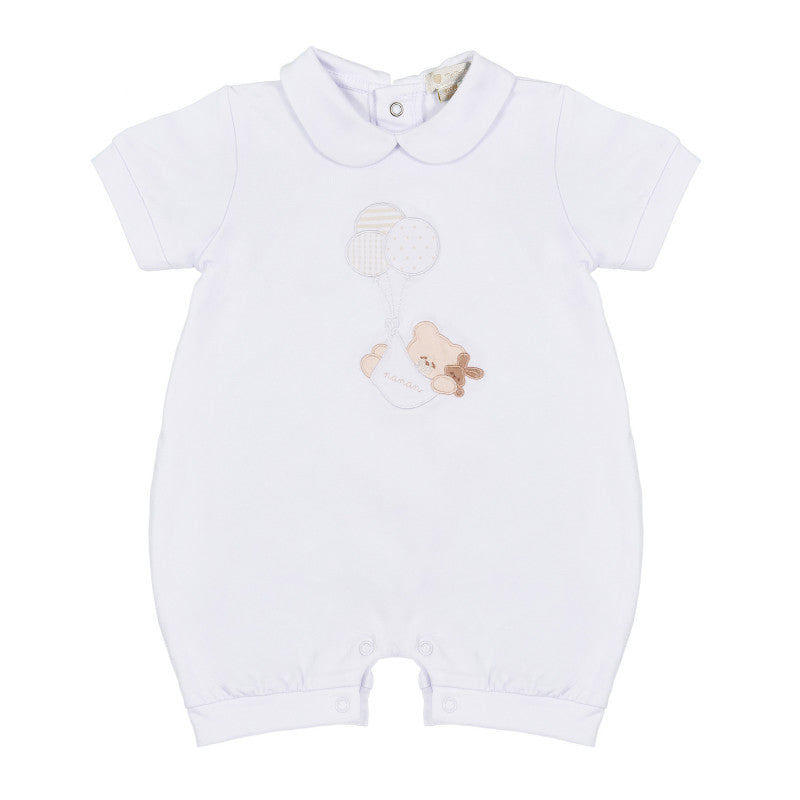 White Romper with Nanan Teddy Bear and Balloons