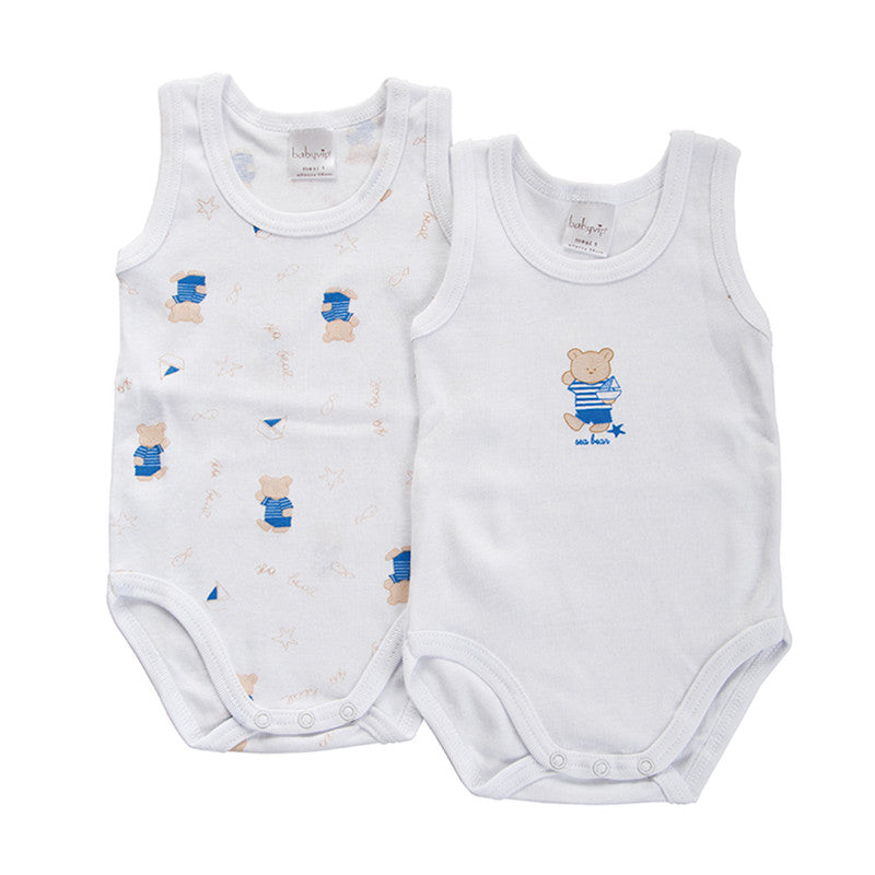 Set 2 Bodys de Bebé Manga Corta Osito Azul - 9 Meses