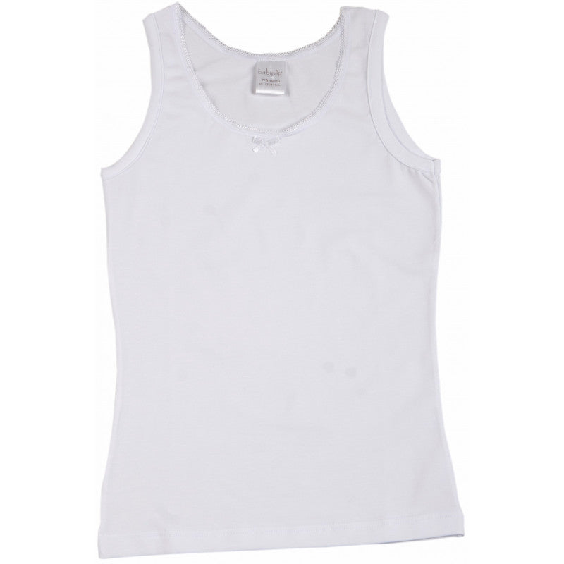 2 Girls' Wide Strap Vests in Stretch Cotton - 6-7 Years