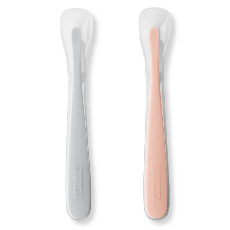 Set of 2 Silicone Spoons - Grey Pink