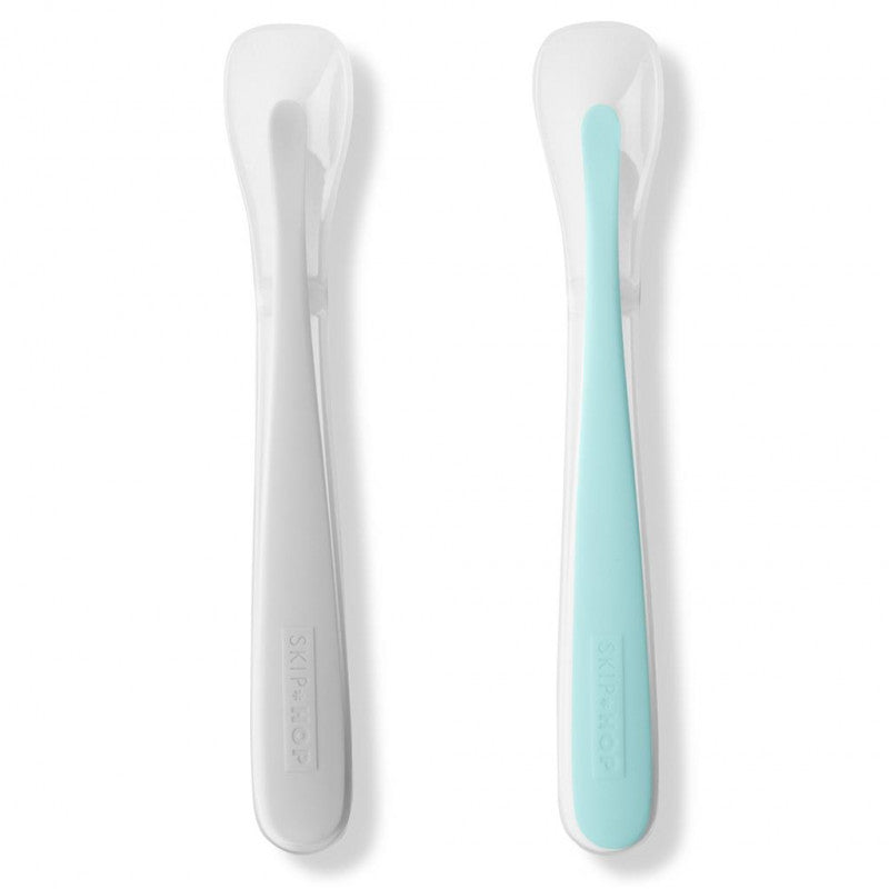 2-Piece Silicone Spoon Set - Grey Green