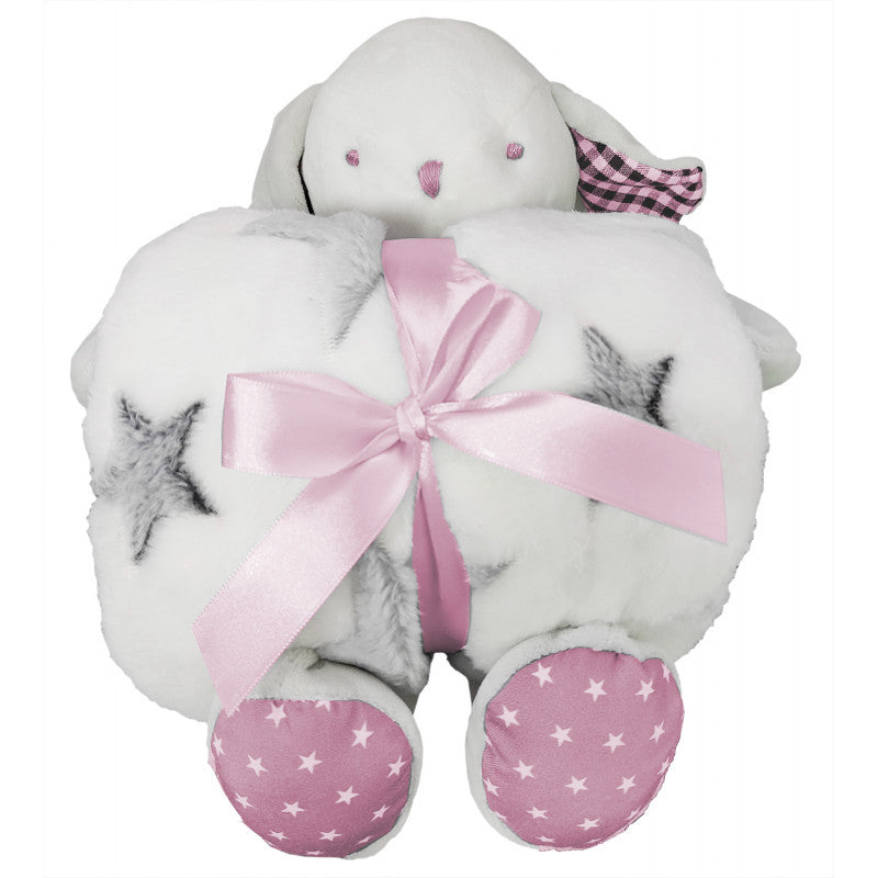 Plush Toy with Pink Blanket
