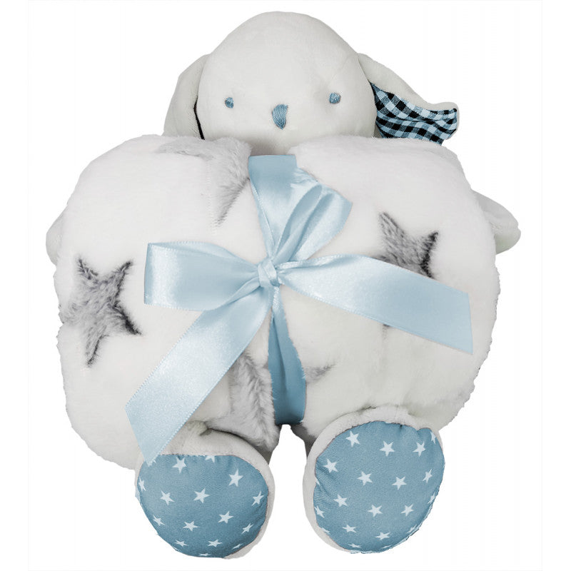 Plush Toy with Blue Blanket
