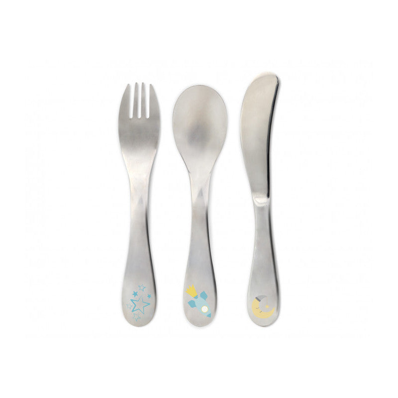 Set de Cubiertos de Acero - Azul Celeste