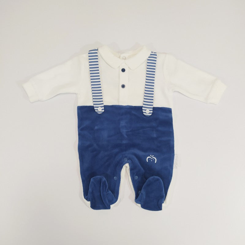 Velour Sleepsuit with Embroidery 6/9 MONTHS